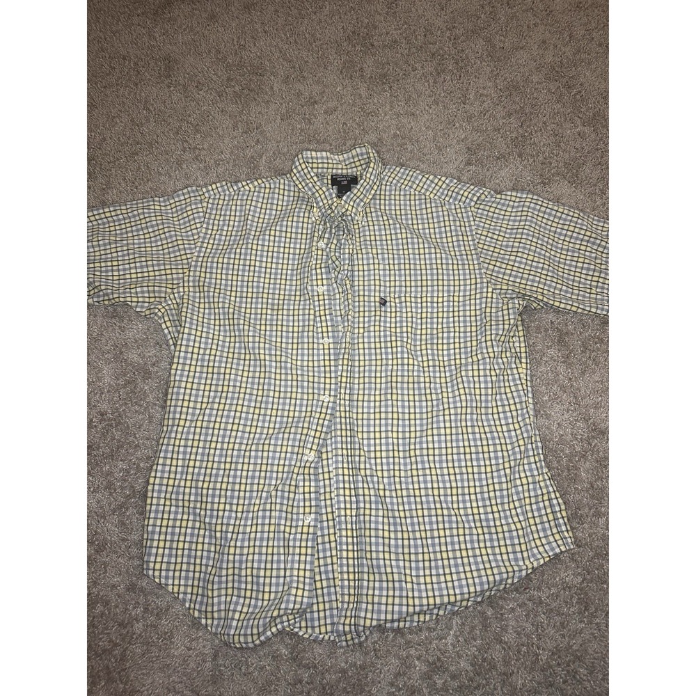Vintage Ralph Lauren Jeans Co Shirt Mens M Plaid Check Short Sleeve Button Down